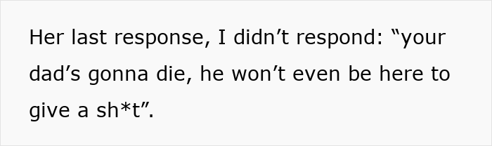 Text message conversation about a friend's wedding drama with an insensitive remark about a family member.