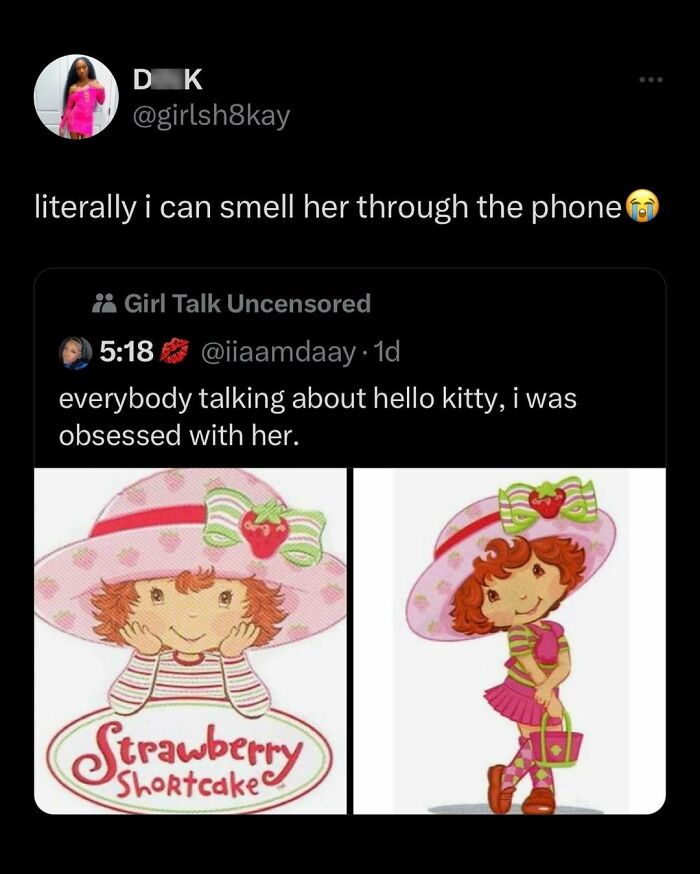 Tweet about Strawberry Shortcake nostalgia from Conxfession IG page.