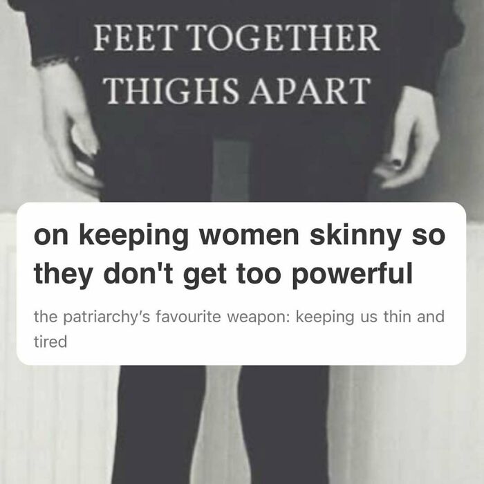 Person standing with text discussing societal pressures on women's bodies; an important issue to care about.