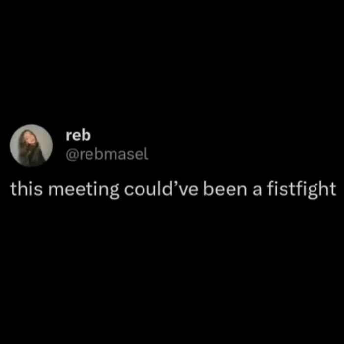 Middle class fancy meme with text: "this meeting could’ve been a fistfight."