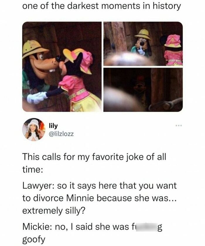 Characters in costumes with humorous caption, highlighting daily humor memes.