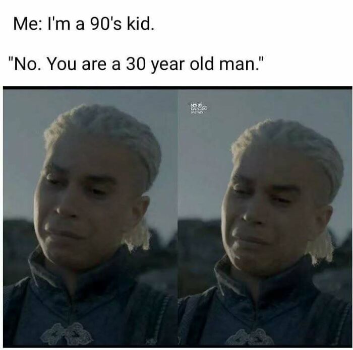 A meme of a man from "90s kid" conversation, reacting humorously, fits Diary Introverts' amusing style.