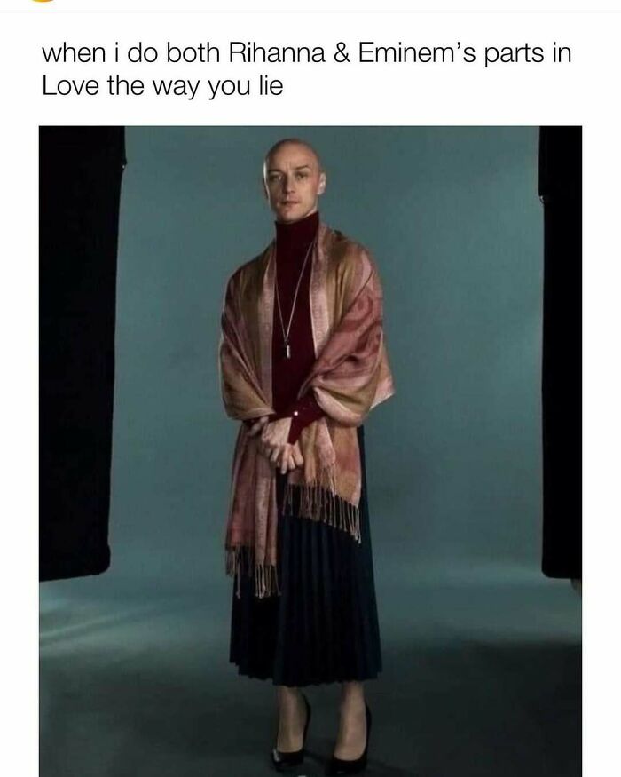 Person humorously dressed in mixed styles, capturing a playful meme moment.