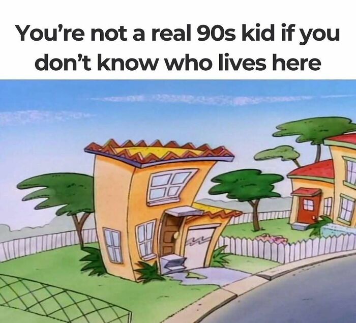 Cartoon house with quirky architecture, evoking 90s nostalgia for those familiar with floppy disks.