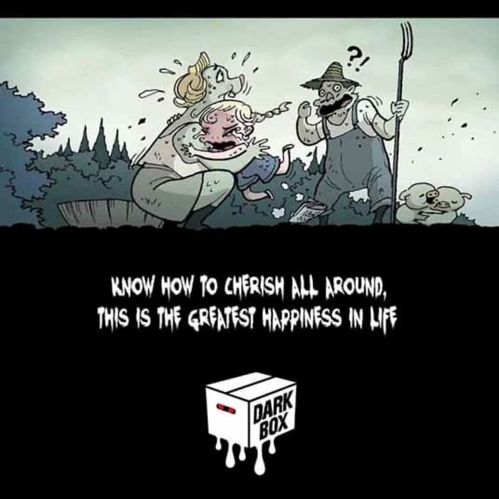 DarkBox Comics scene with characters in distress, eerie message below.