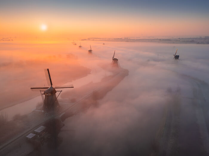 I Captured Dutch Windmills Above The Mist (13 Pics)