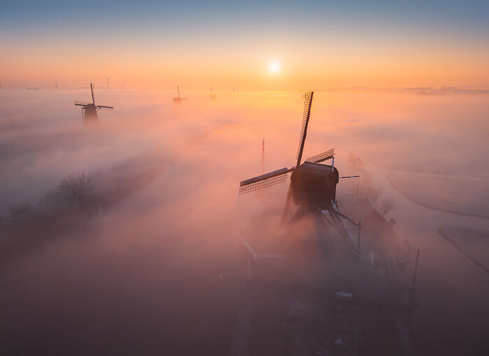 I Captured Dutch Windmills Above The Mist (13 Pics)