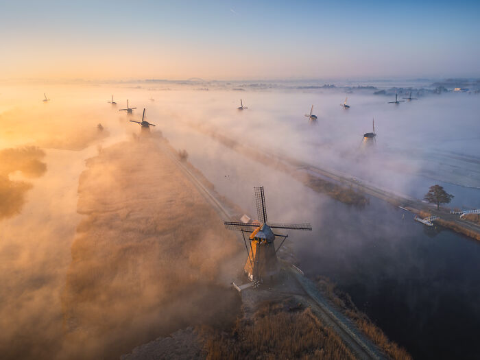 I Captured Dutch Windmills Above The Mist (13 Pics)