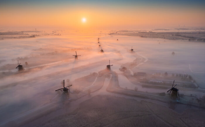 I Captured Dutch Windmills Above The Mist (13 Pics)