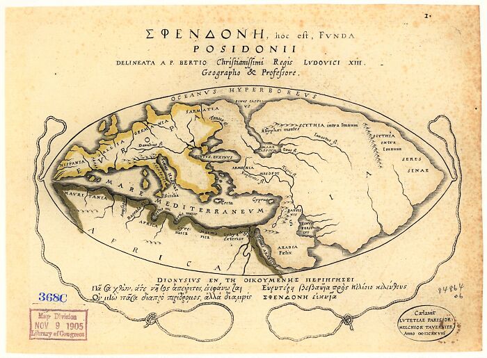 Ancient map showcasing Mediterranean region, used for exploration and navigation.