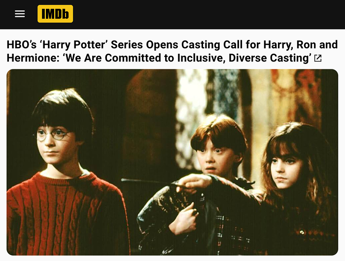 Young wizards in a scene from the Harry Potter series, showcasing diverse casting efforts. Young wizards in a scene from the Harry Potter series, showcasing diverse casting efforts.