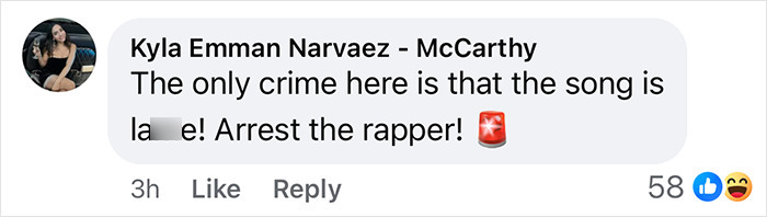 Comment on NYPD officer's pole dance clip, referencing song's quality with humor.