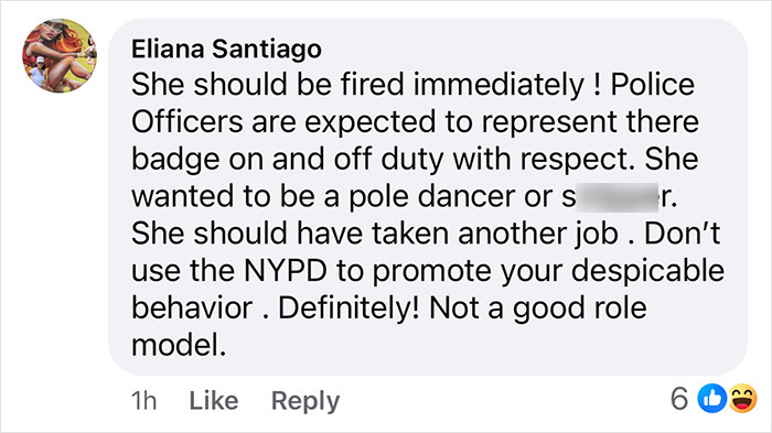 Comment criticizing NYPD officer's behavior and role model conduct.