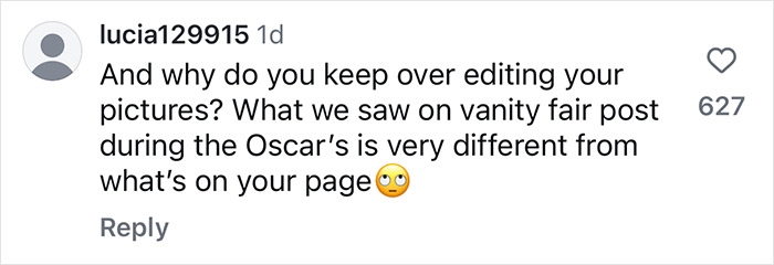 Comment questioning photo edits, sparking discussion on Hailey Bieber's lifestyle and marriage's dark side.