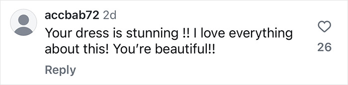 An Instagram comment praising Ivanka Trump's dress, calling her beautiful and stunning. An Instagram comment praising Ivanka Trump's dress, calling her beautiful and stunning.