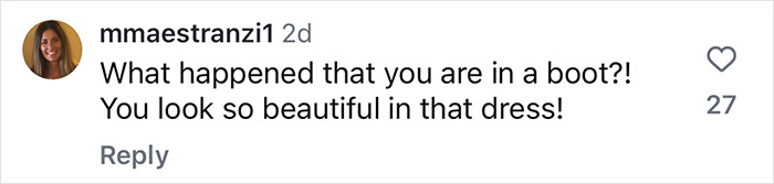 Comment expressing concern about Ivanka Trump's foot injury. Comment expressing concern about Ivanka Trump's foot injury.