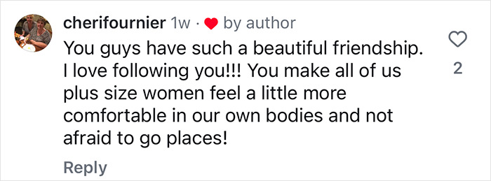 Comment praising Plus Size Park Hoppers for empowering plus-size people and boosting body confidence. Comment praising Plus Size Park Hoppers for empowering plus-size people and boosting body confidence.