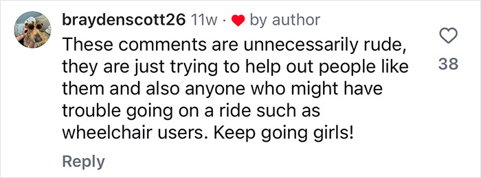 Instagram comment supporting plus-size park hoppers in their empowerment efforts. Instagram comment supporting plus-size park hoppers in their empowerment efforts.