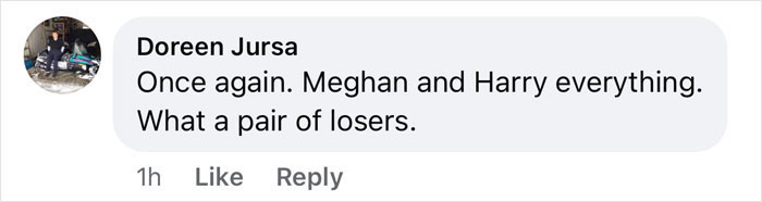 Comment criticizing Meghan and Harry amidst a discussion of charity and polo event controversy.