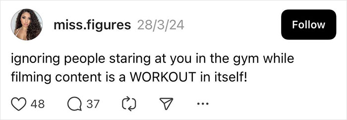 Post about filming at the gym, highlighting an unnecessary challenge related to "Hot Takes."