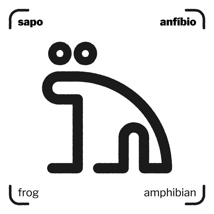 Minimalist editorial illustration of a frog with geometric lines by Jardel Vieira.