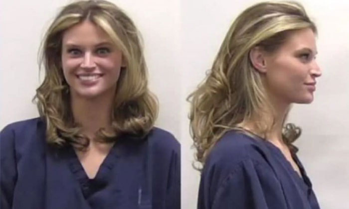 Smiling woman in a blue shirt, facing front and side, highlighting viral Georgia sorority girl theme. Smiling woman in a blue shirt, facing front and side, highlighting viral Georgia sorority girl theme.