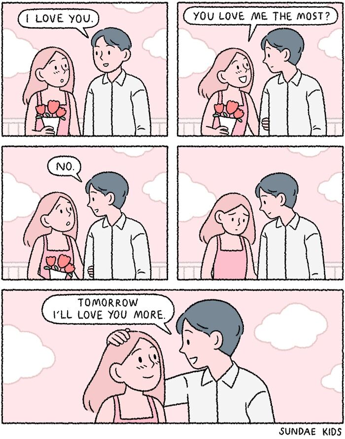 Couple discussing love and feelings in Sundae Kids comic.