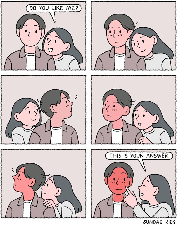 Cute comic by Sundae Kids showing love and modern anxiety.