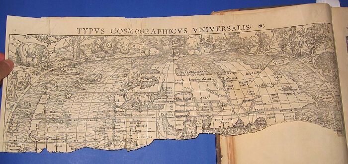 Old map of Typus Cosmographicus Universalis, used for exploration and navigation.