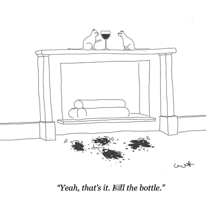 Two mice with a wine glass on a mantel, illustrating a comedic moment.