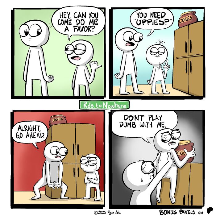 Comic by artist Ryan Rds showing a humorous interaction about reaching for cookies.