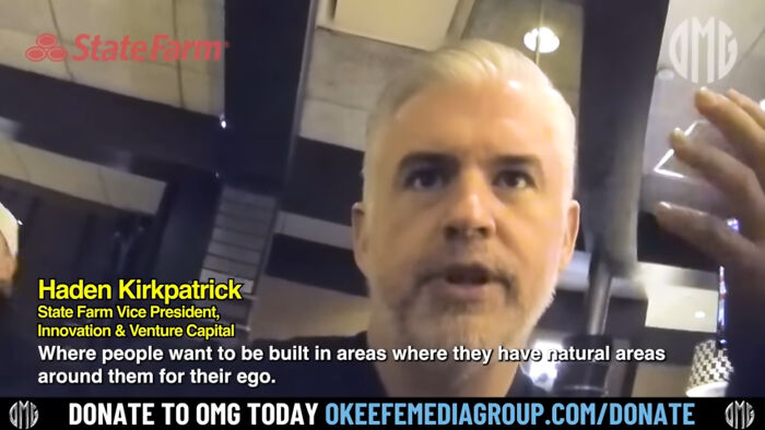 State Farm exec discussing controversial remarks about LA wildfire victims in video.