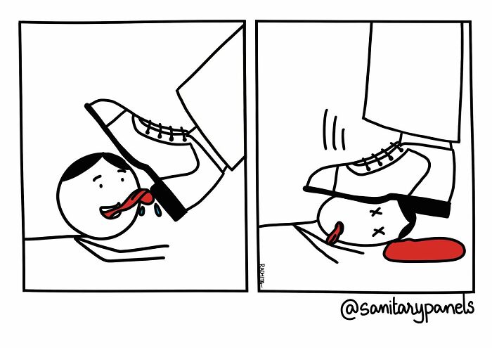 Comic strip depicting satire on Indian society and politics with a simplistic style.