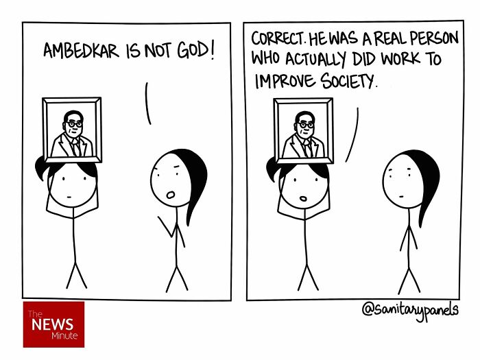 Comic about Indian society discussing Ambedkar's real contributions.