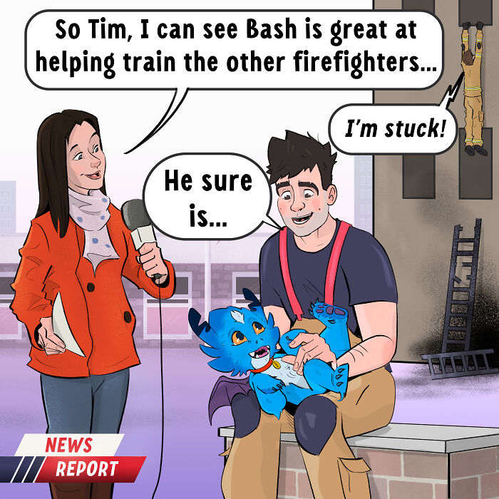 I Wondered What A Firefighter And A Dragon Team-Up Would Look Like, So I Drew It I Wondered What A Firefighter And A Dragon Team-Up Would Look Like, So I Drew It