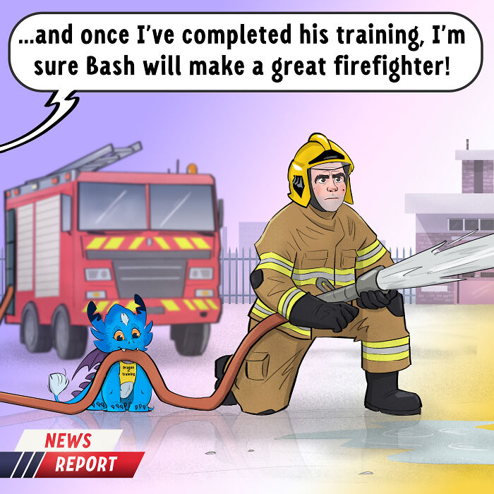 I Wondered What A Firefighter And A Dragon Team-Up Would Look Like, So I Drew It I Wondered What A Firefighter And A Dragon Team-Up Would Look Like, So I Drew It