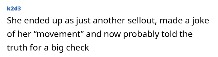 Comment criticizing plus-size influencer for hiding weight-loss surgery.