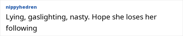 Comment criticizing a plus-size influencer for allegedly hiding weight-loss surgery from fans.