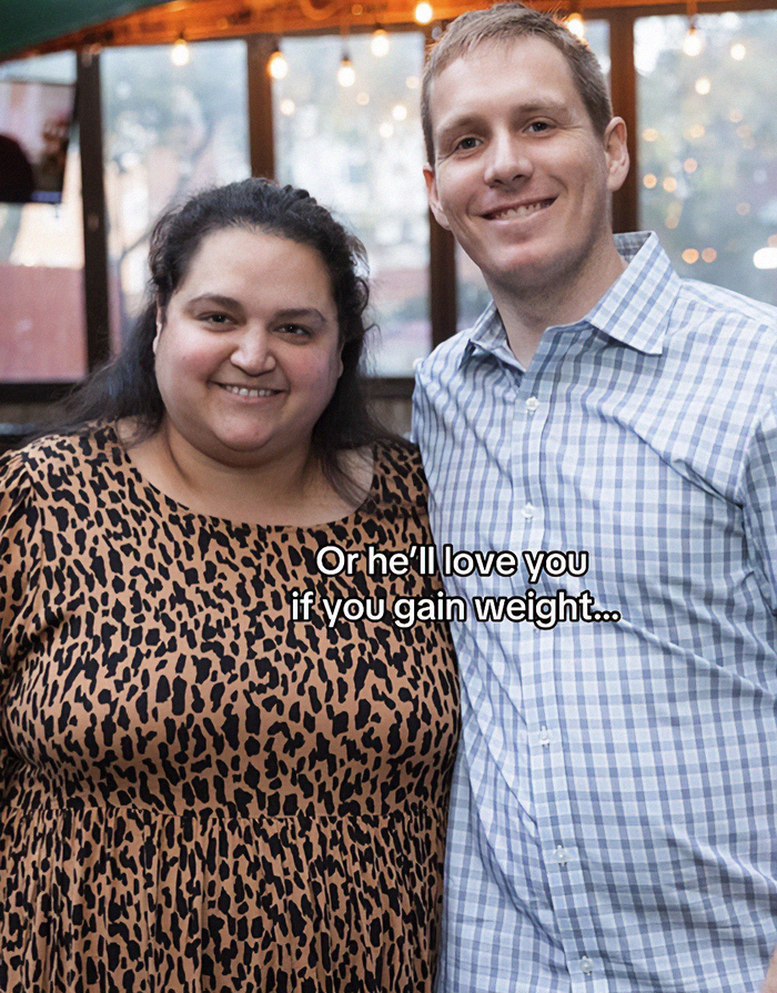 Woman and man smiling together, discussing Ozempic transformation and excess skin.