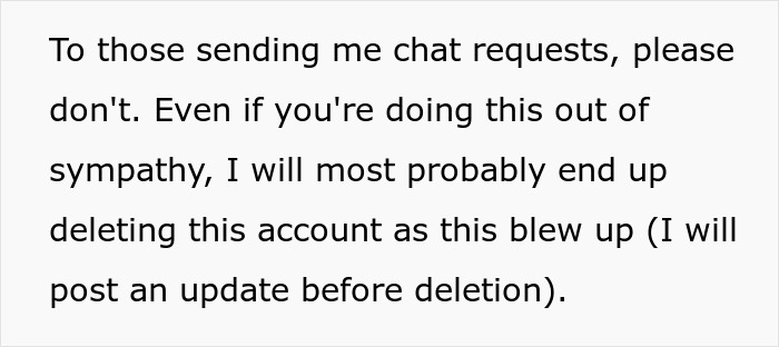 Text about deleting an account following viral attention, related to a partner and work spouse sauna photo incident.