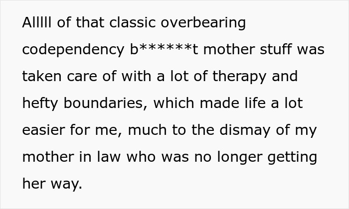 Text block discussing setting boundaries with a controlling mother-in-law. Text block discussing setting boundaries with a controlling mother-in-law.