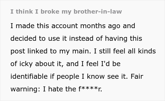 Anonymous post expressing dislike for brother-in-law's views on immigrants.