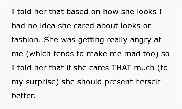 Text exchange discussing appearance and misunderstanding, with keywords such as "boring," "old," and "dumpy. Text exchange discussing appearance and misunderstanding, with keywords such as "boring," "old," and "dumpy.