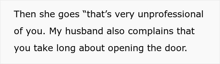 Text image discussing a complaint about professionalism related to childcare.