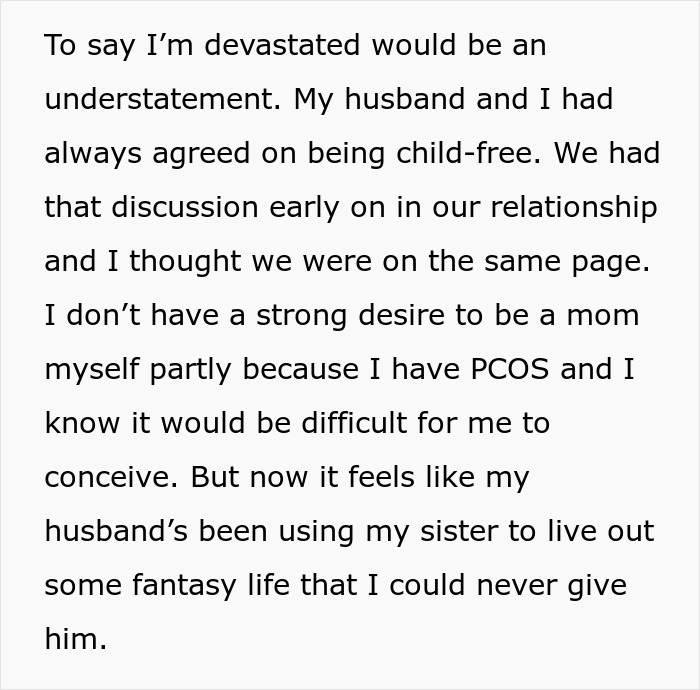 Text about emotional impact on wife discovering husband's sister-in-law's fantasy.