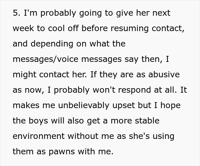 Text message about sibling conflict and setting boundaries regarding unpaid babysitting.