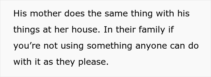 Text about family using items freely when not in use.