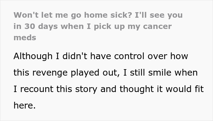 Text about an employee's cancer diagnosis and reaction of pharmacy managers. Text about an employee's cancer diagnosis and reaction of pharmacy managers.