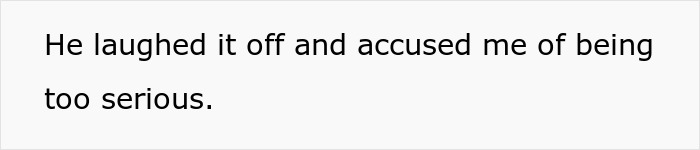 Text reads "He laughed it off and accused me of being too serious," related to conflict over family college fund.