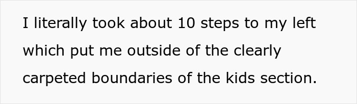 Text reading about leaving the children's section boundary.